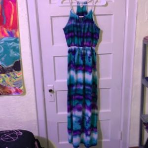 Tie Dyed Blue & Purple Sheer Maxi Sun Dress